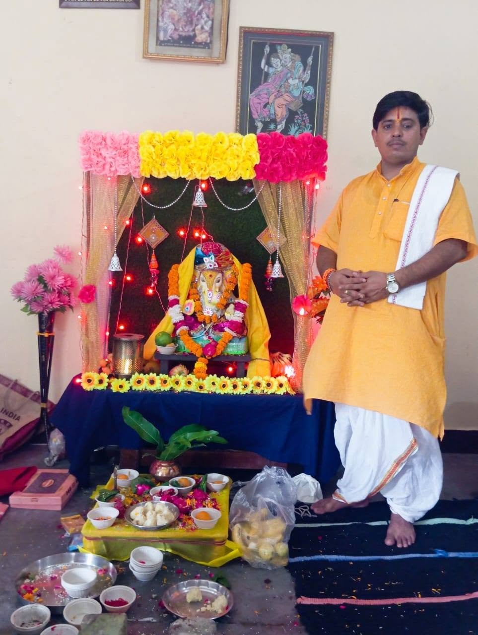 Pandit Ji performing Puja